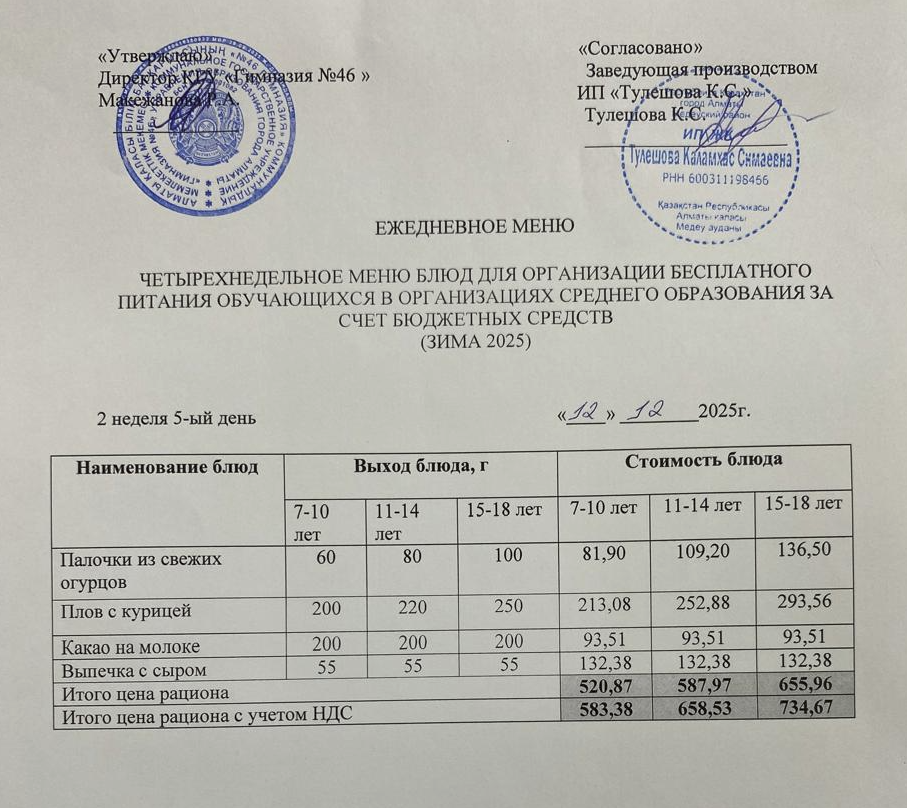 Меню 12.12.2025 г.